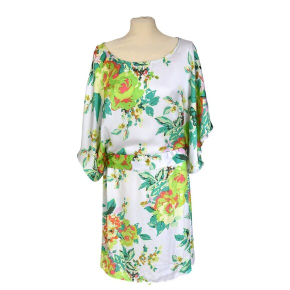 MSK Floral Kimono Sleeve Dress Size 16 | Tropical Resort Vacation Caftan Boho Mi - Picture 1 of 6